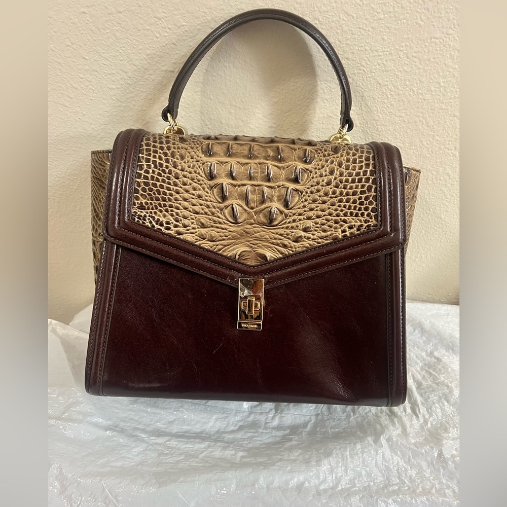 Elegant BRAHMIN INGRID Brown and Tan color Handbag